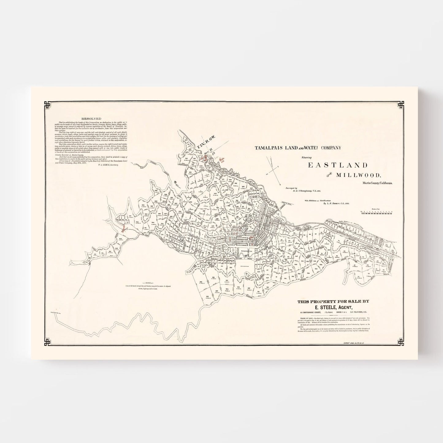 Vintage Map of Eastland, California, 1889