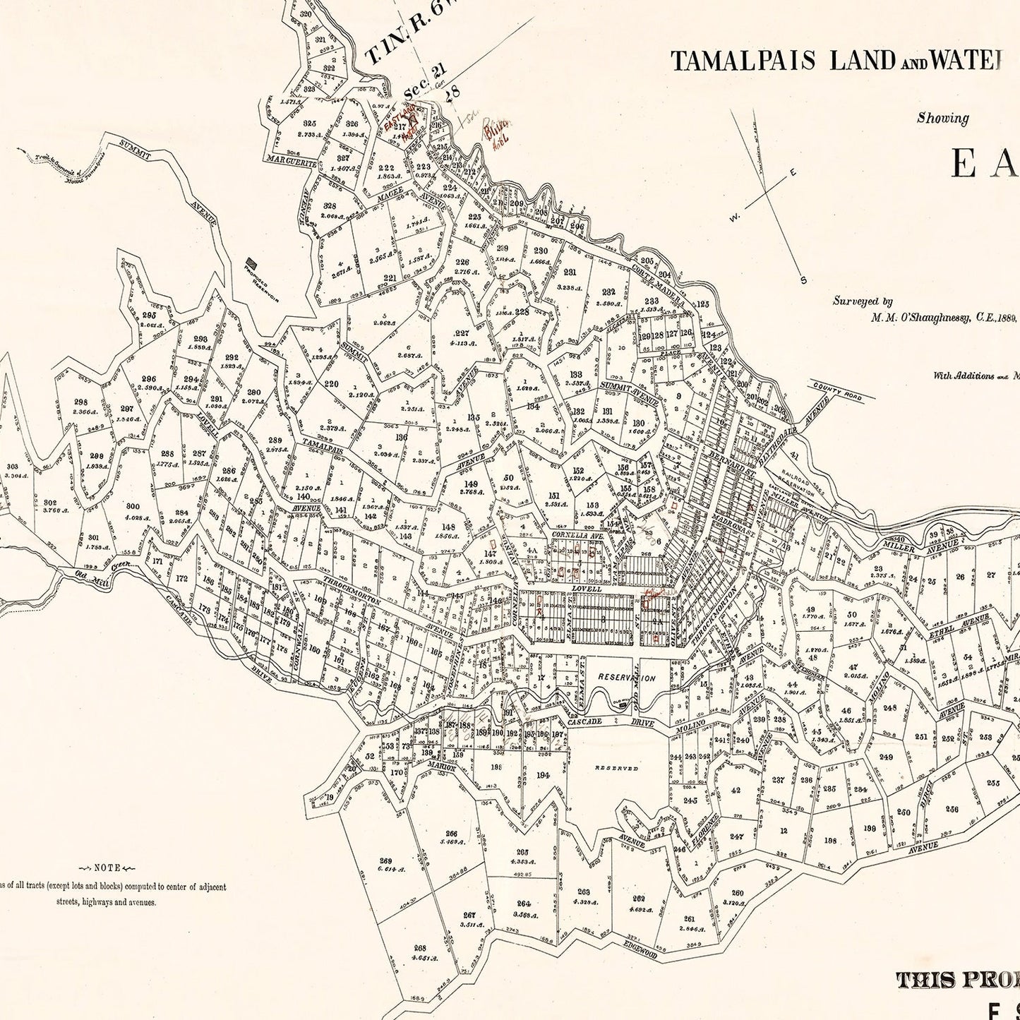 Vintage Map of Eastland, California, 1889