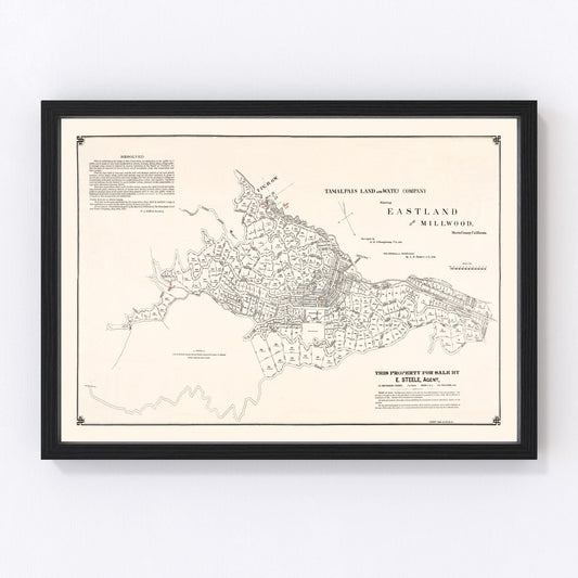 Vintage map of Eastland, California, 1889