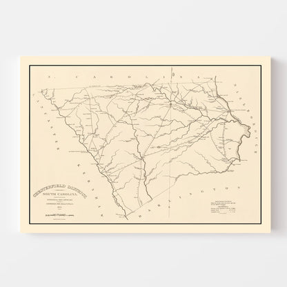 Vintage Map of Chesterfield County, South Carolina, 1825
