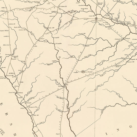 Vintage Map of Chesterfield County, South Carolina, 1825