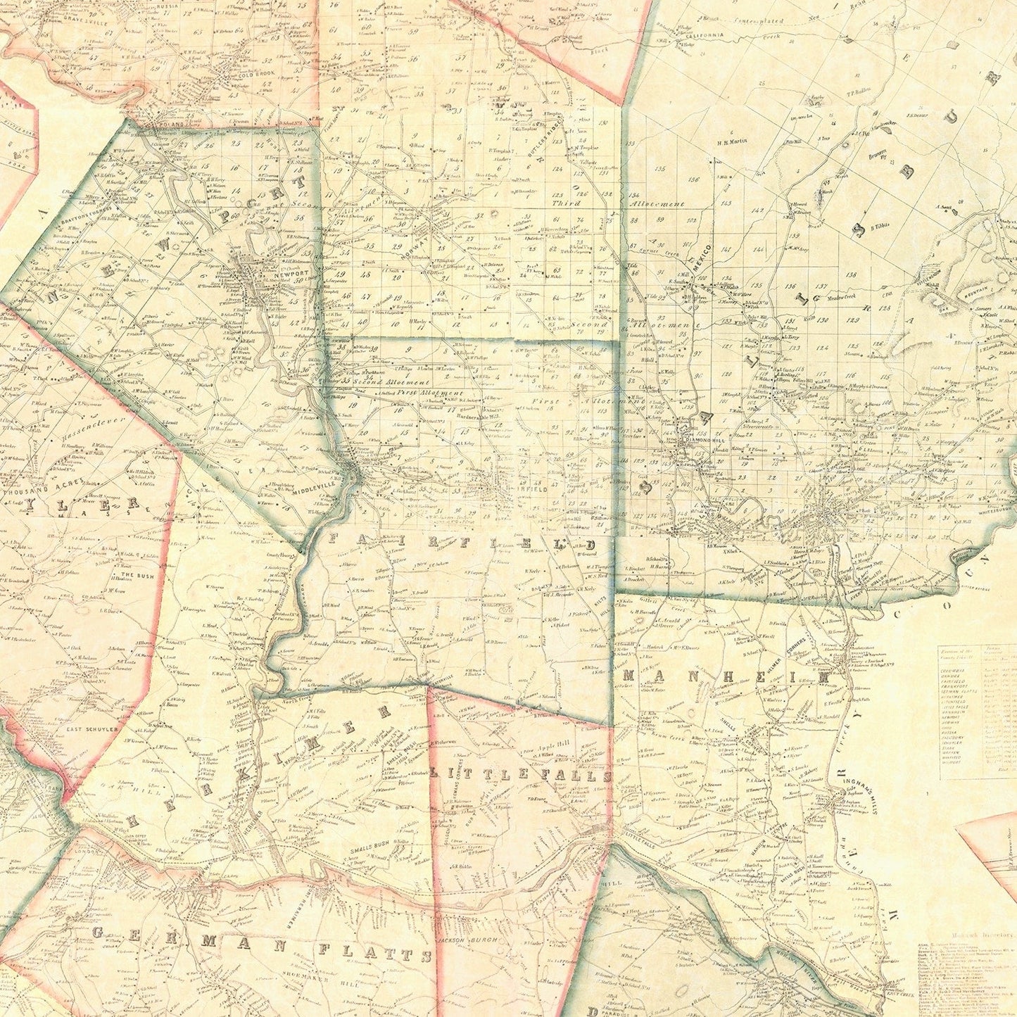 Vintage Map of Herkimer County, New York, 1859 (Little Falls)