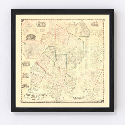 Vintage map of Herkimer County, New York, 1859