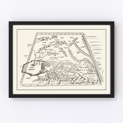 Vintage 1522 Silk Road trade routes map in Renaissance cartographic style, restored print