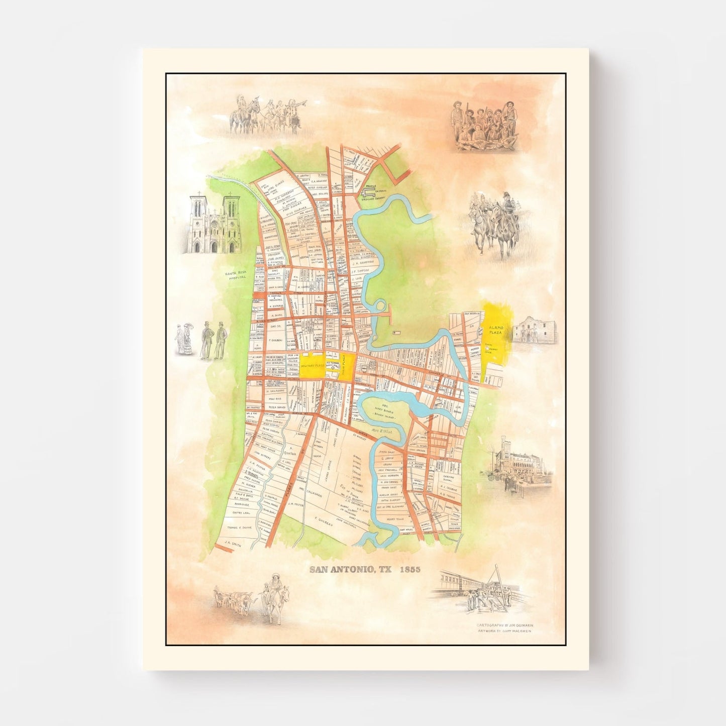 Vintage Map of San Antonio, Texas, 1985