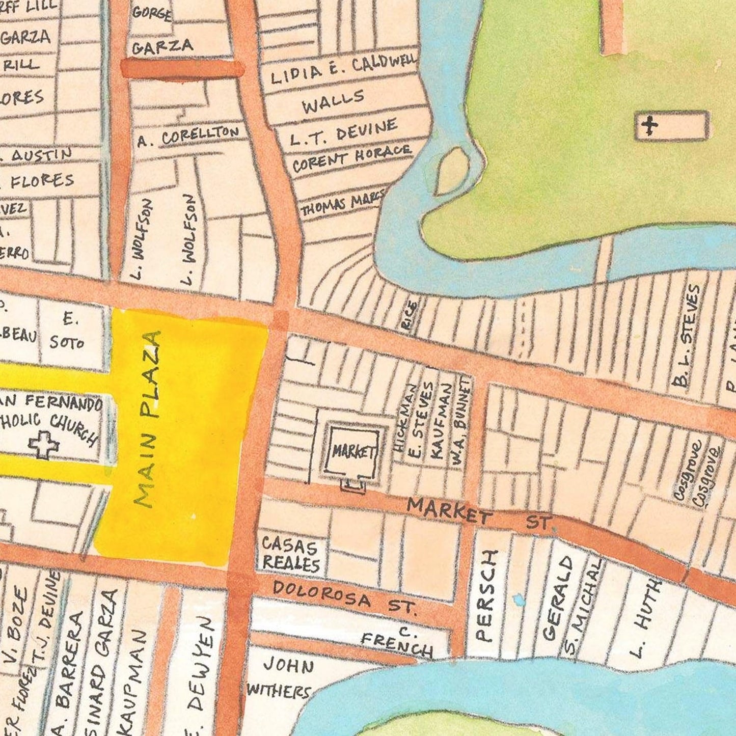 Vintage Map of San Antonio, Texas, 1985
