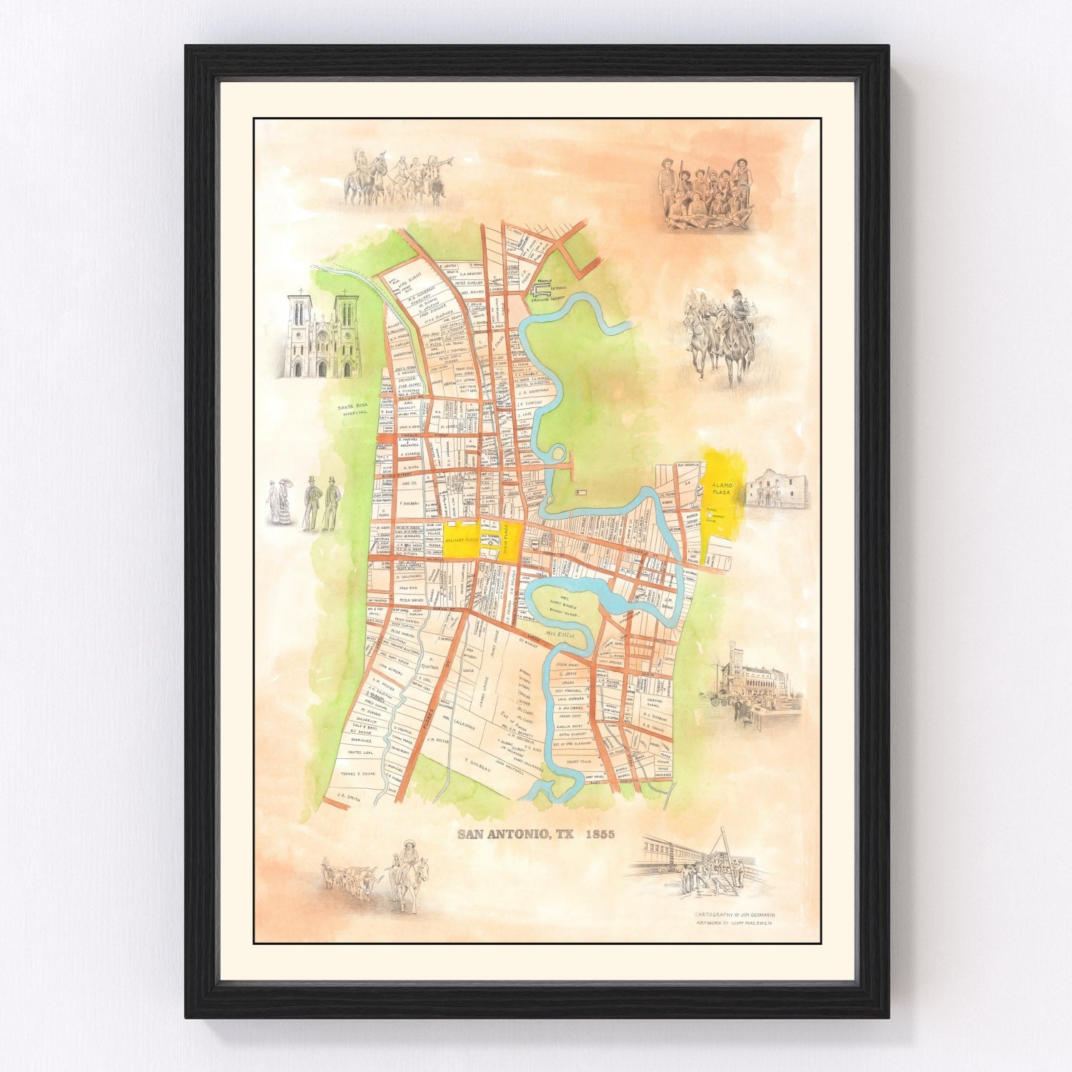 vintage map of San Antonio, Texas, 1985
