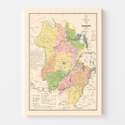 Vintage Map of Anhui Province, China, 1888