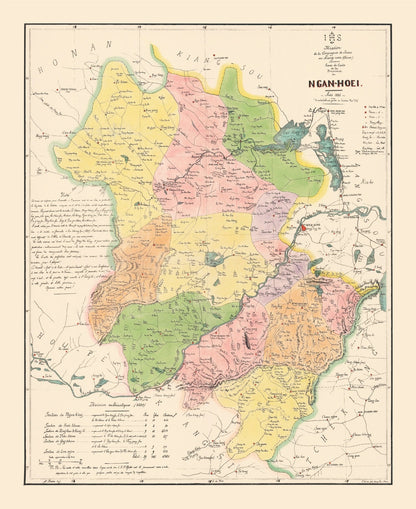 Vintage Map of Anhui Province, China, 1888