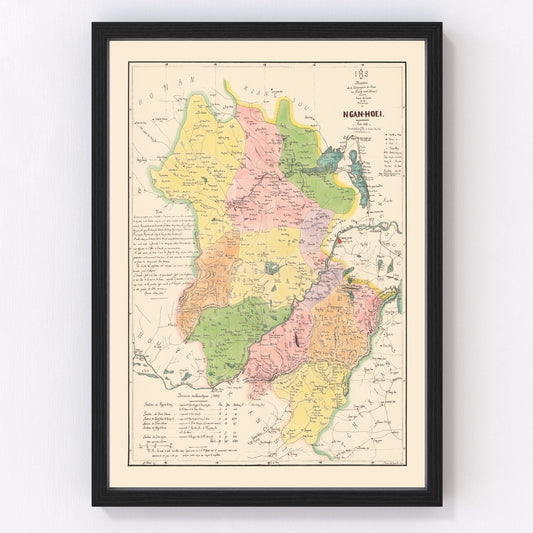 Vintage map of Anhui Province, China, 1888 - restored 19th-century Asian cartography print