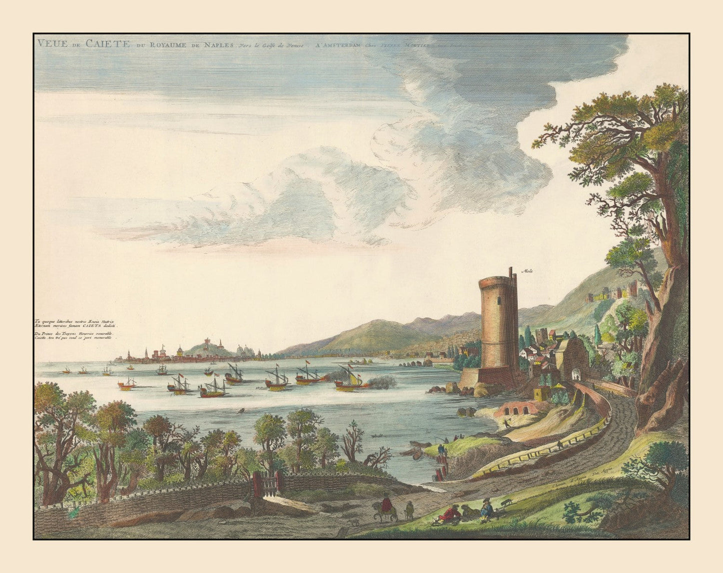 Vintage Map of Gaeta, Italy, 1704