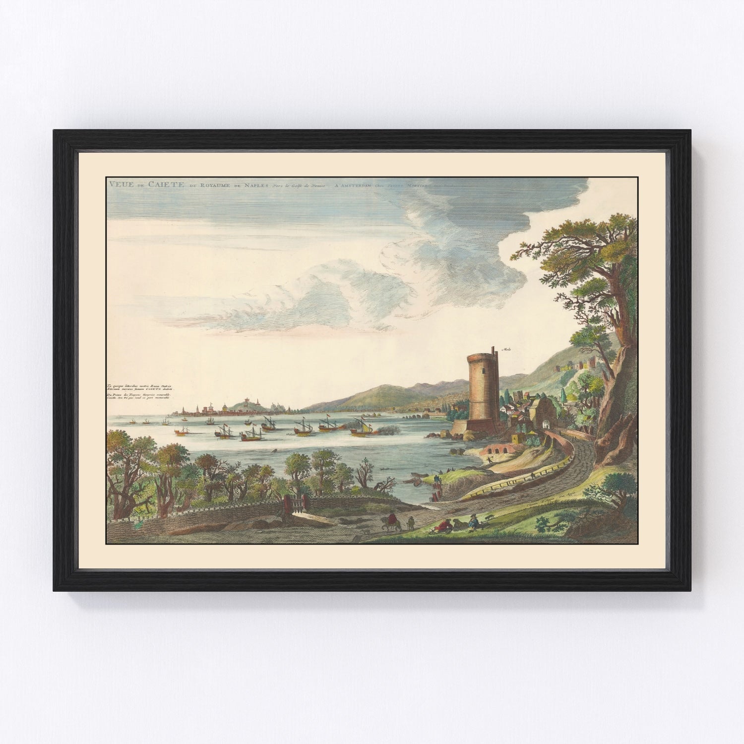 vintage map of Gaeta, Italy, 1704