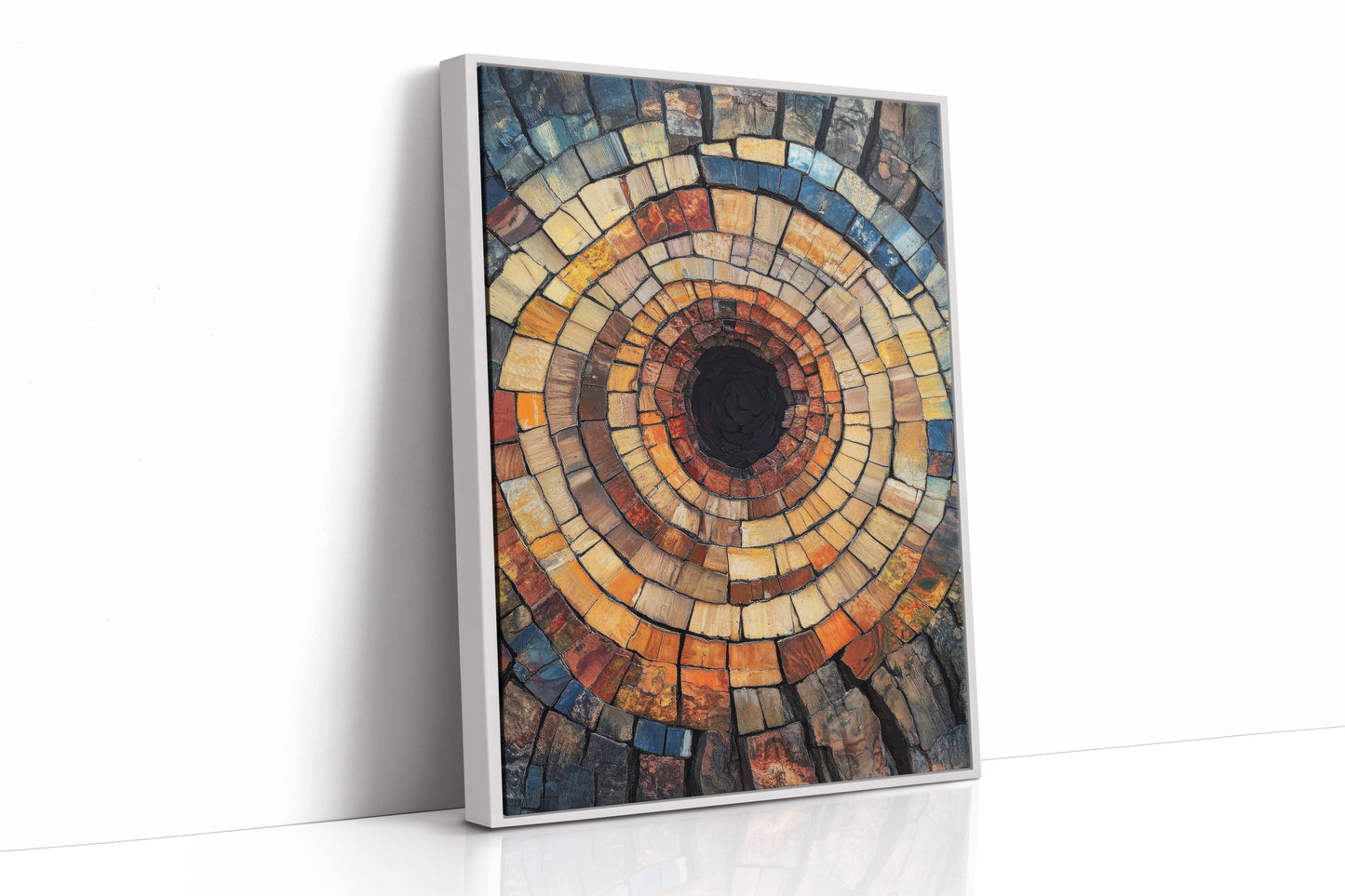 Petrified Wood Spiral Earth Tone Abstract Wall Art