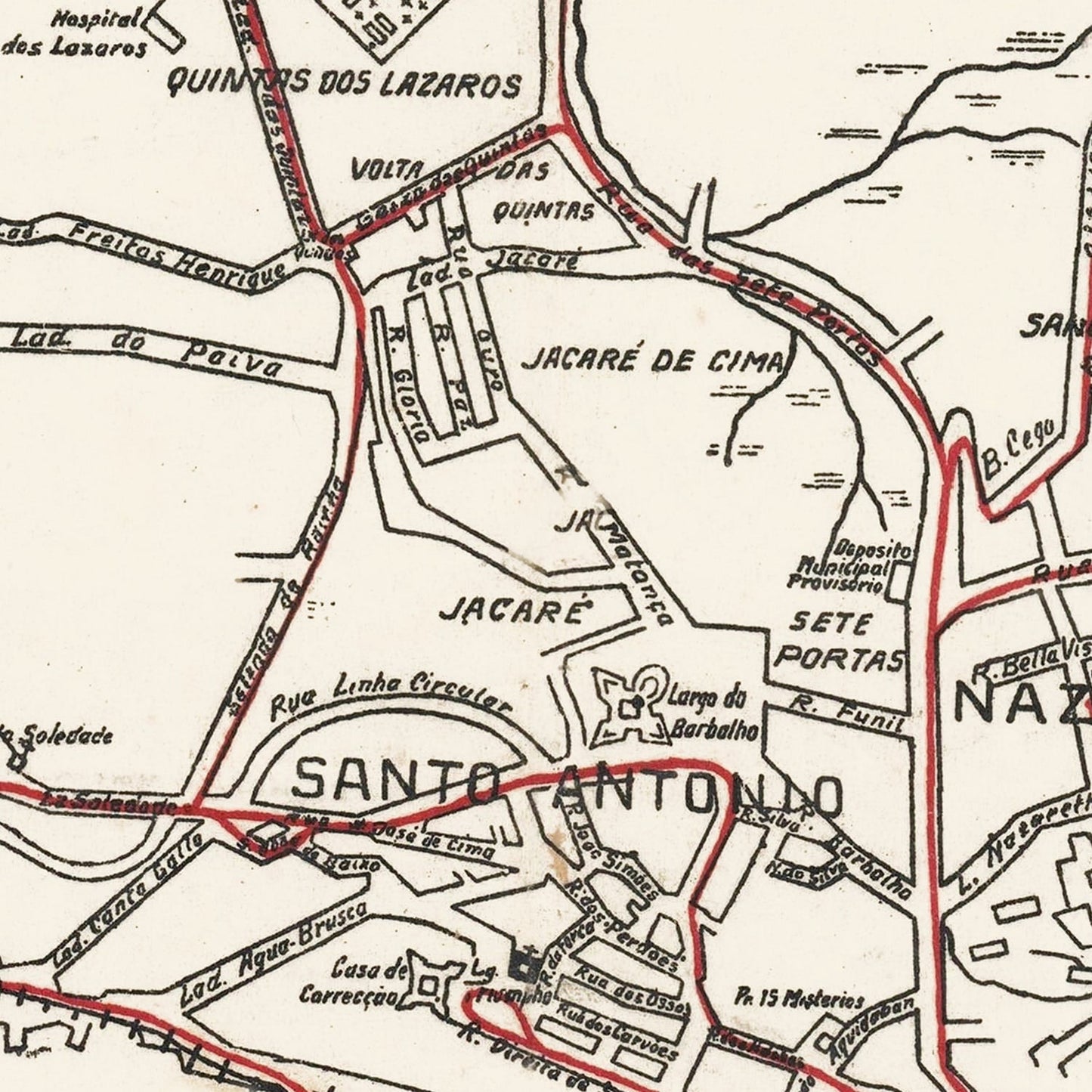 Vintage Map of Salvador, Brazil, 1931