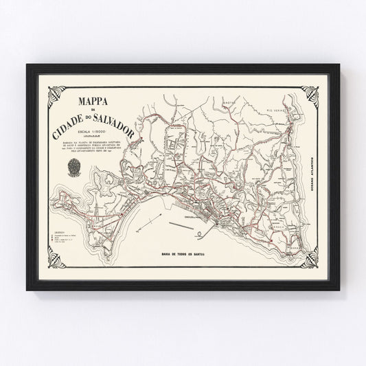vintage map of Salvador, Brazil, 1931