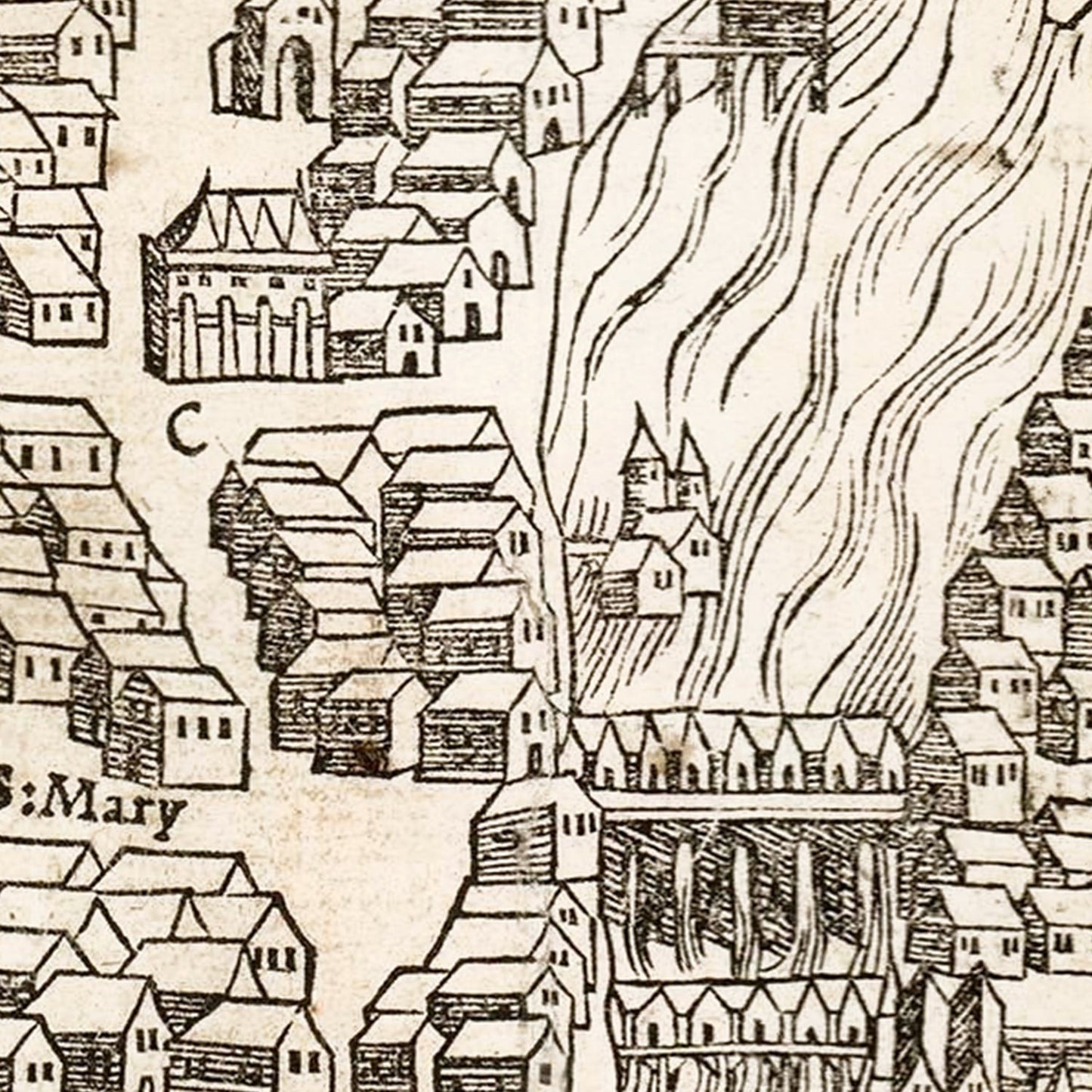 Vintage Map of Paris, France, 1550