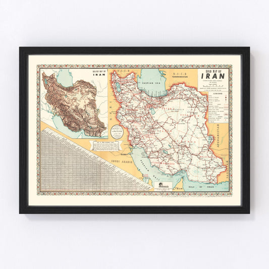 Vintage map of Iran, 1960