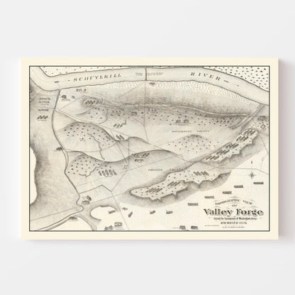Vintage Valley Forge Pennsylvania Map, 1877