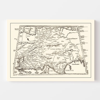 Vintage Ptolemaic Map of India, 1522