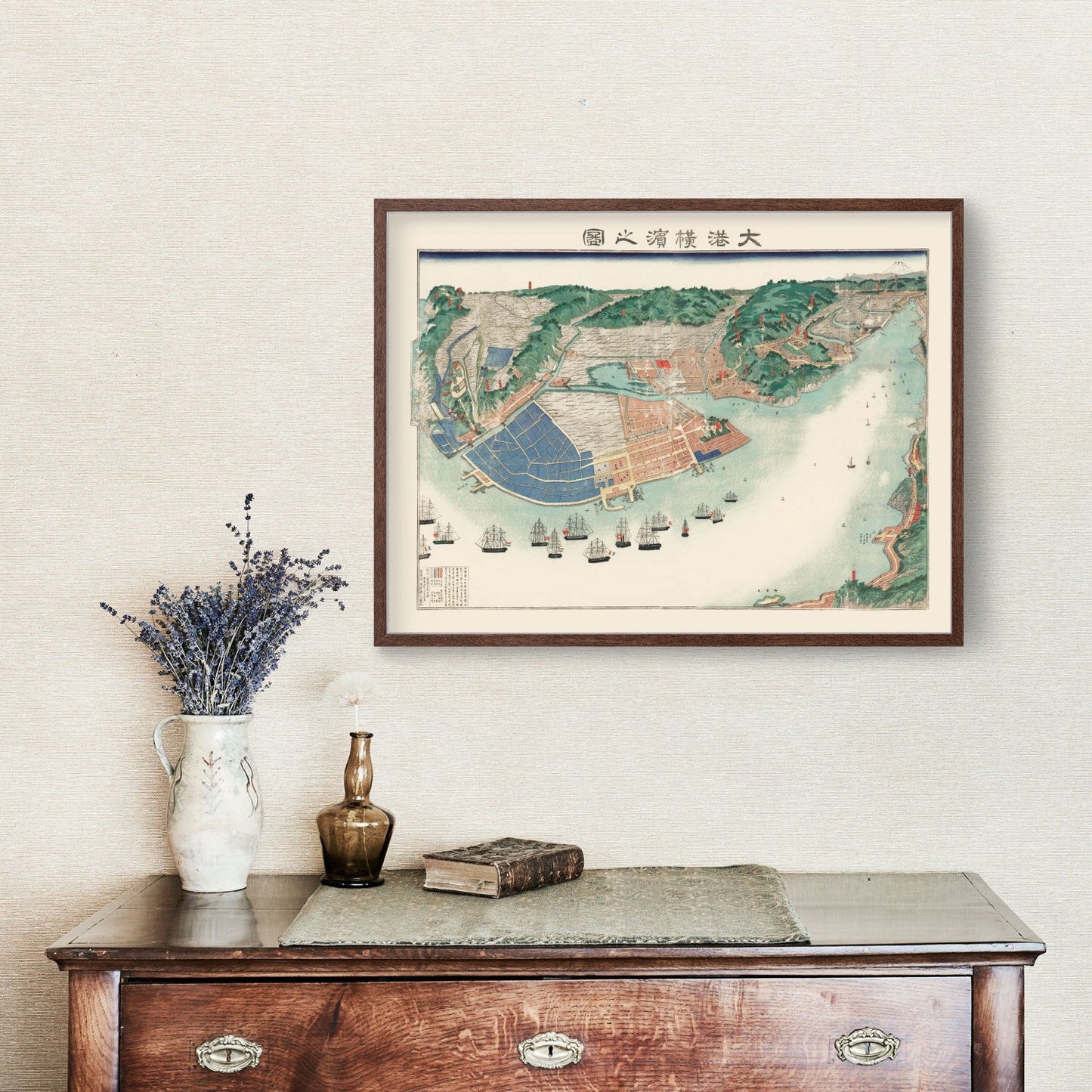 Vintage Map of Yokohama, Japan, 1868