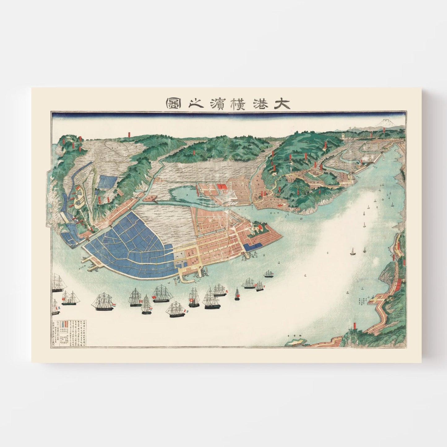 Vintage Map of Yokohama, Japan, 1868