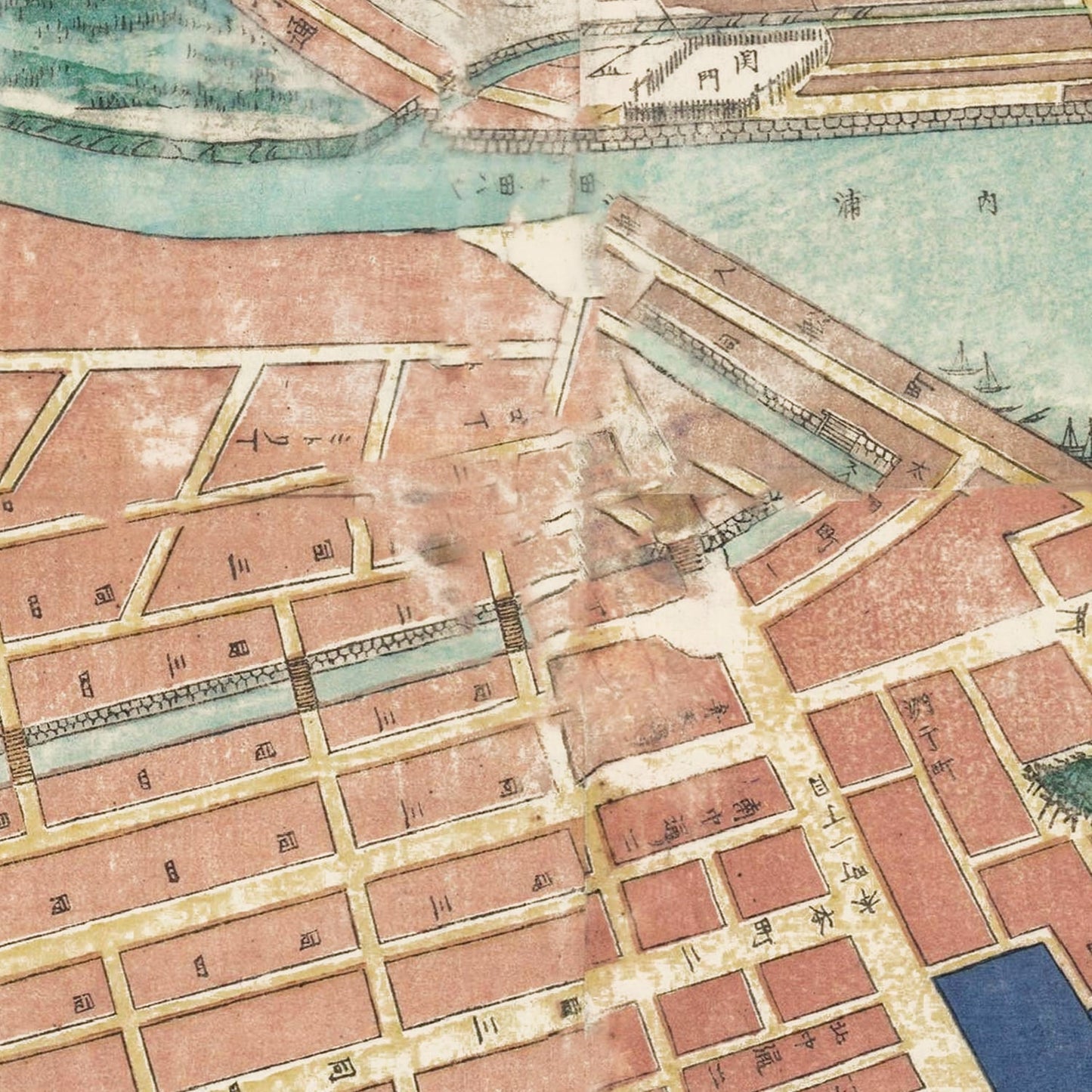 Vintage Map of Yokohama, Japan, 1868