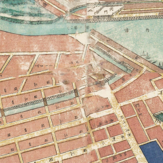 Vintage Map of Yokohama, Japan, 1868
