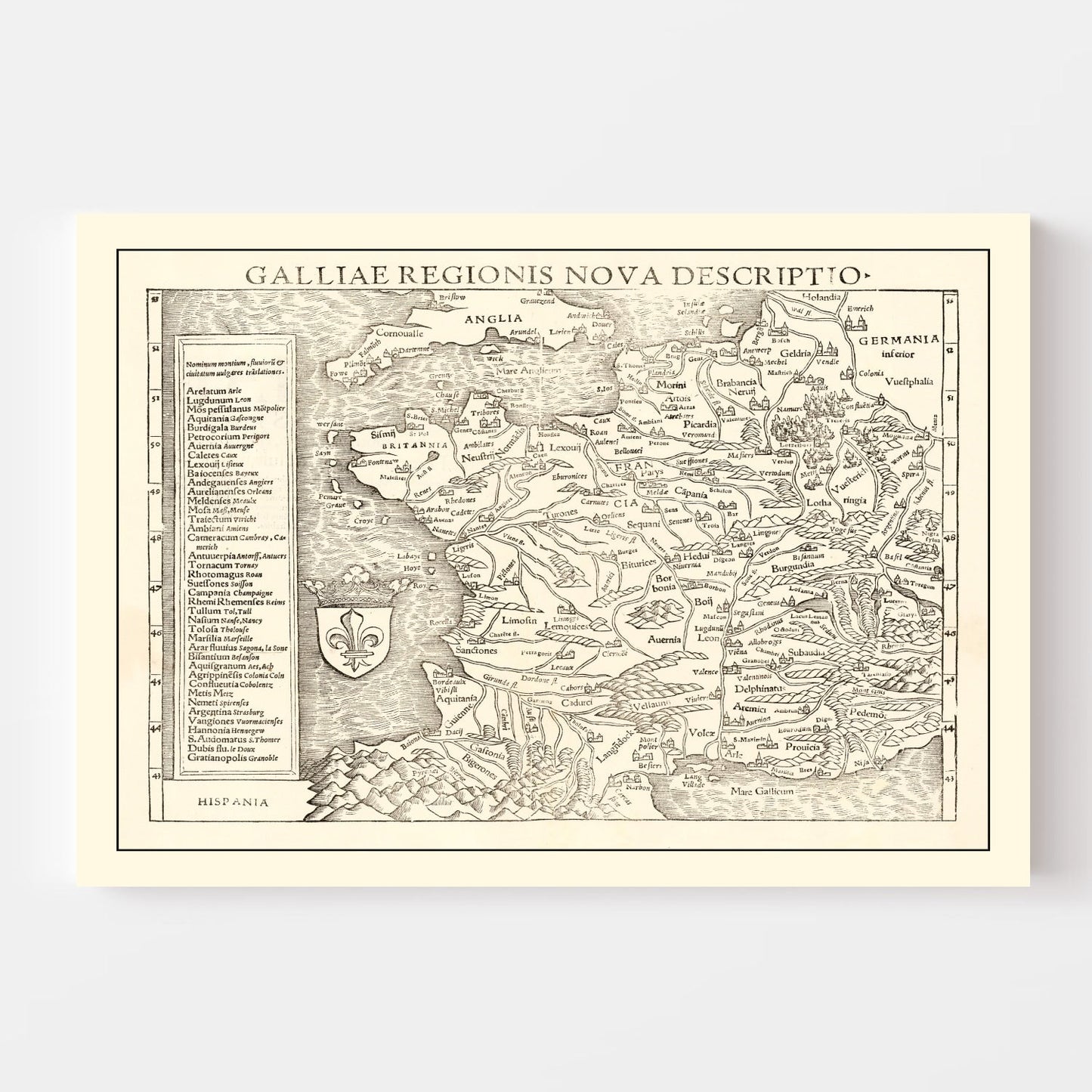 Vintage Map of France, 1550