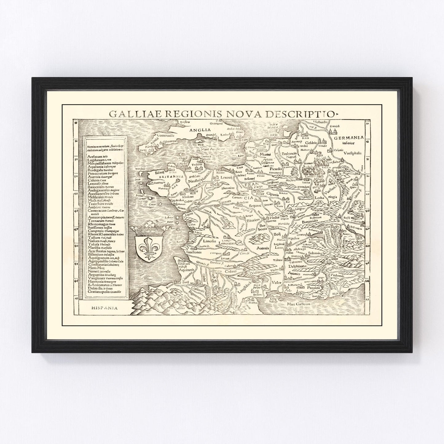 vintage map of France, 1550