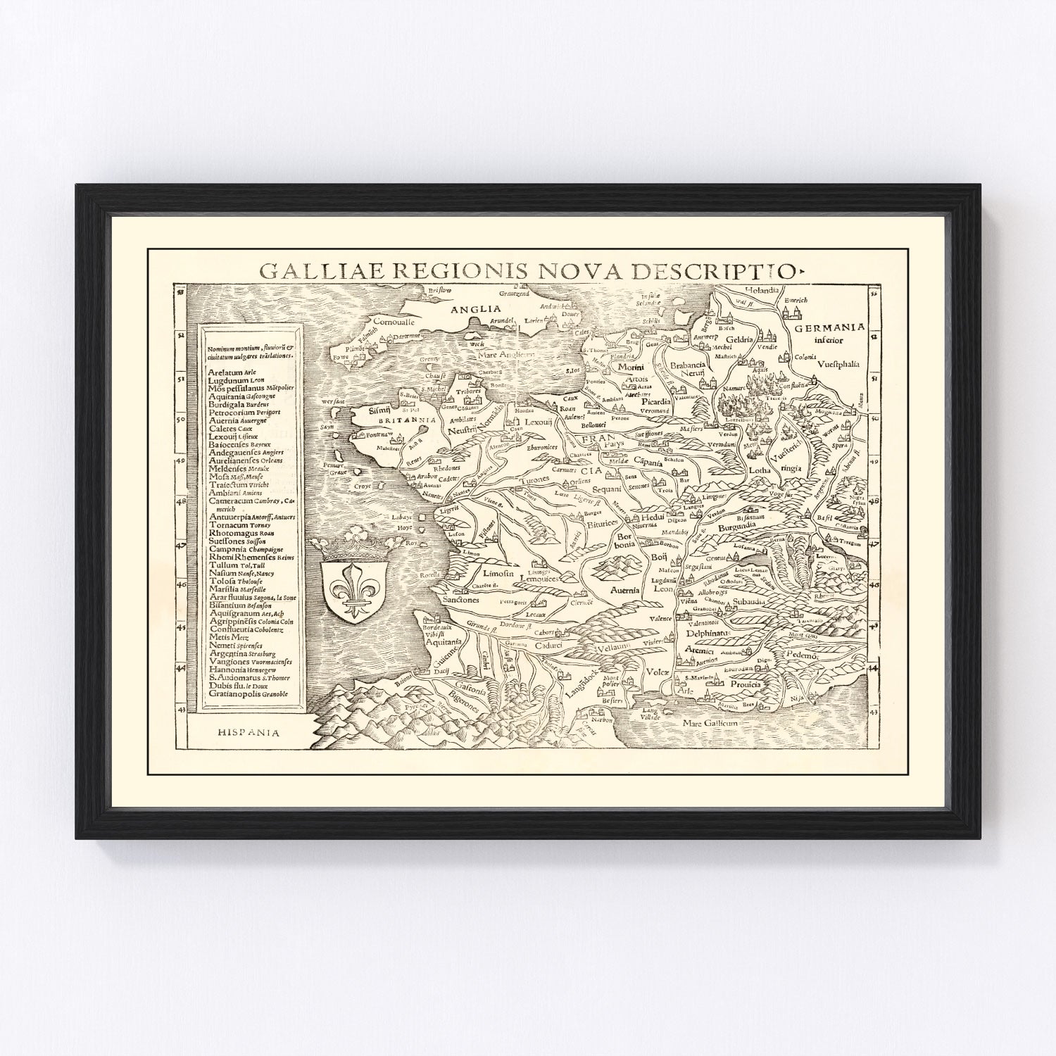 vintage map of France, 1550