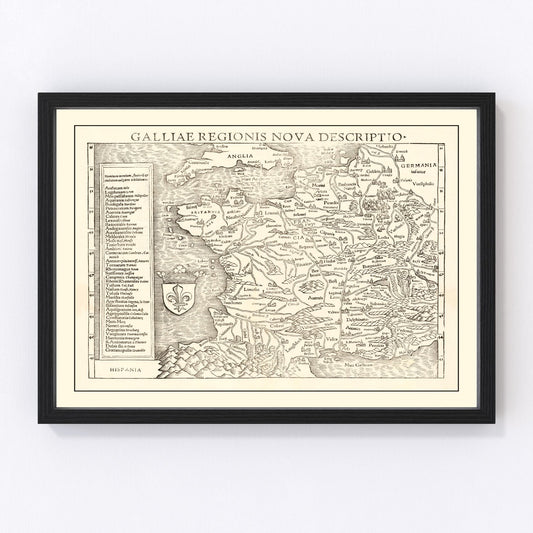vintage map of France, 1550