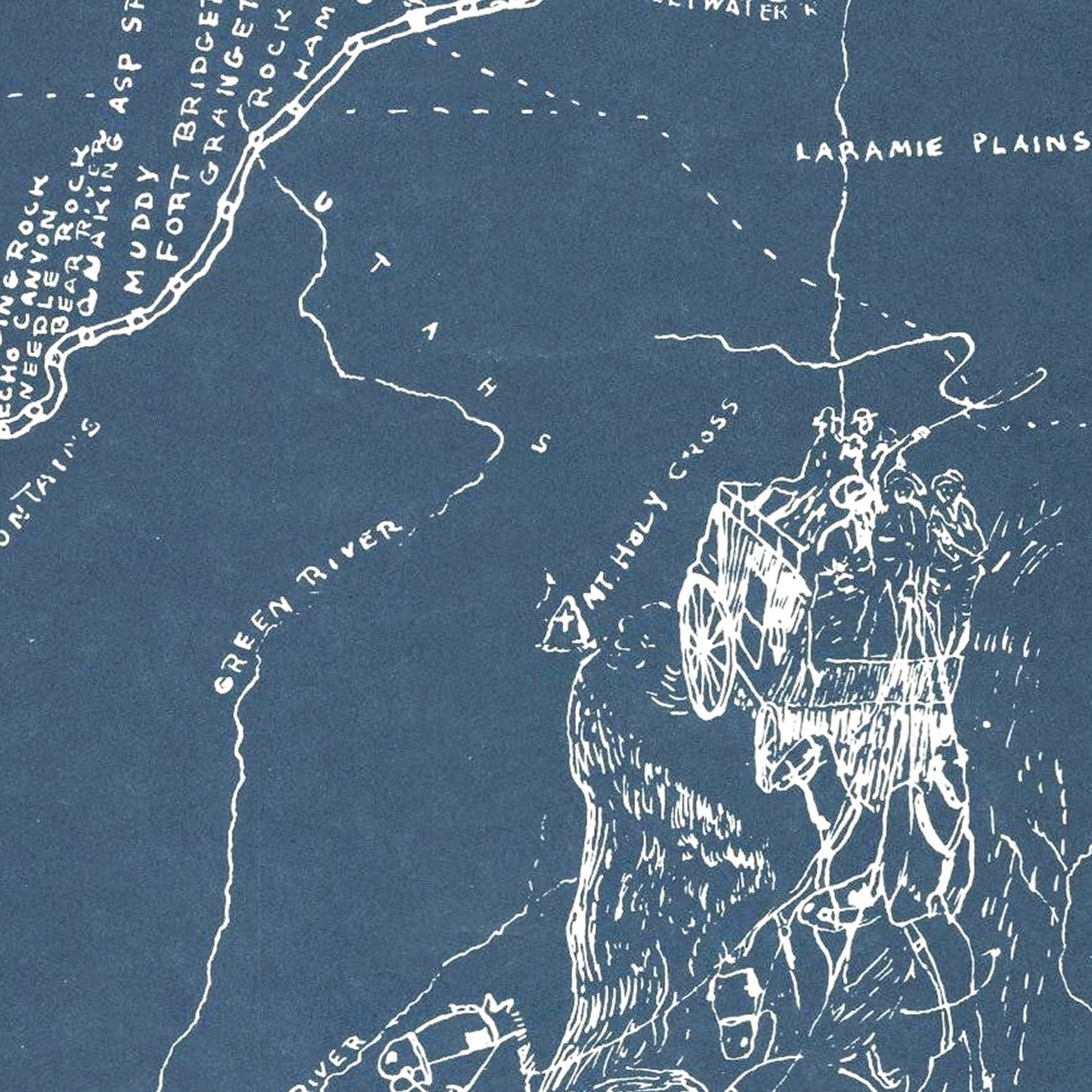 Vintage Pony Express Route Map, 1935
