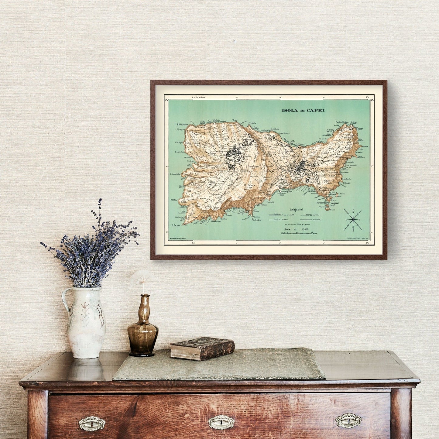 Vintage Map of Capri, Italy, 1930