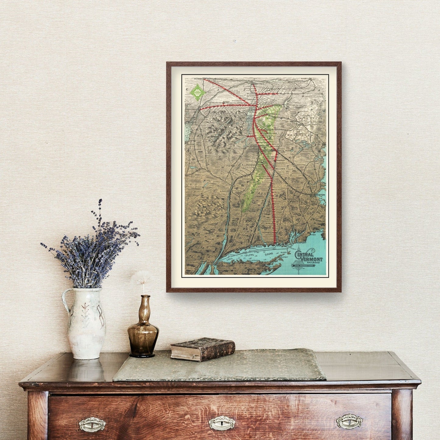 Vintage Railroad Map of the United States, 1890