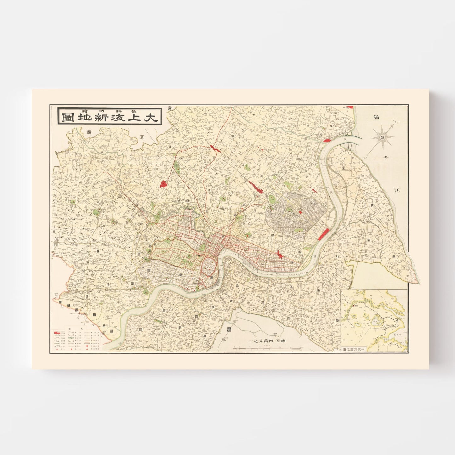 Vintage Map of Shanghai, China, 1938 II