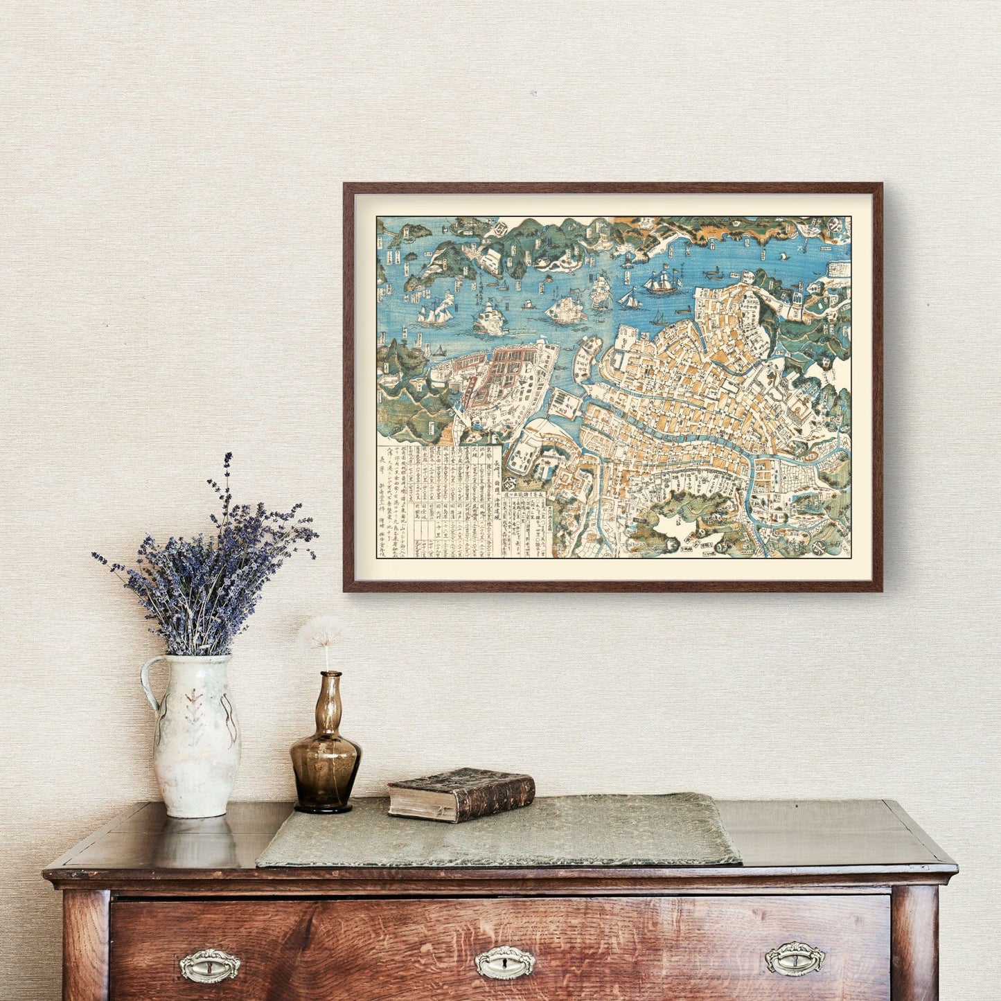 Vintage Map of Nagasaki, Japan, 1860