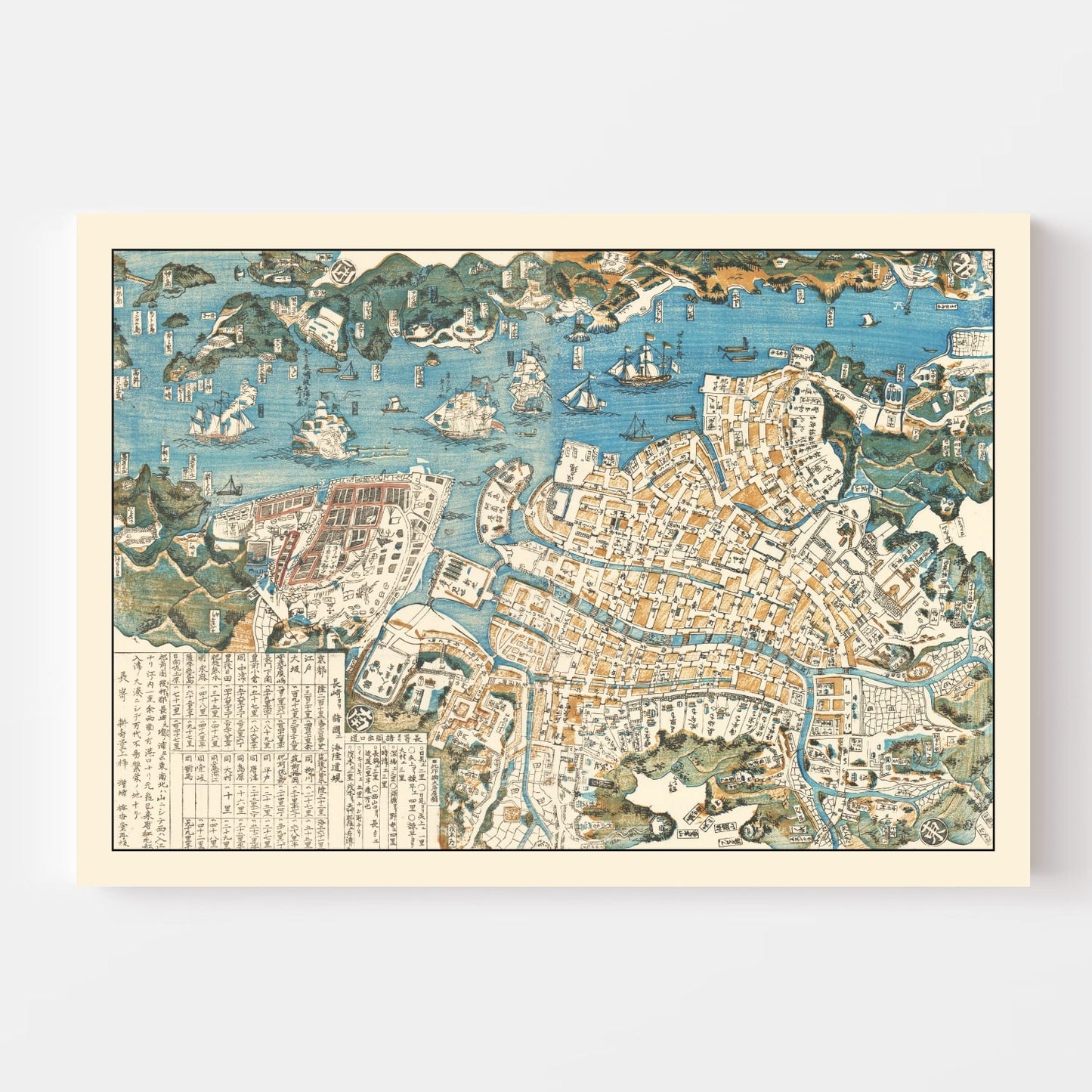 Vintage Map of Nagasaki, Japan, 1860
