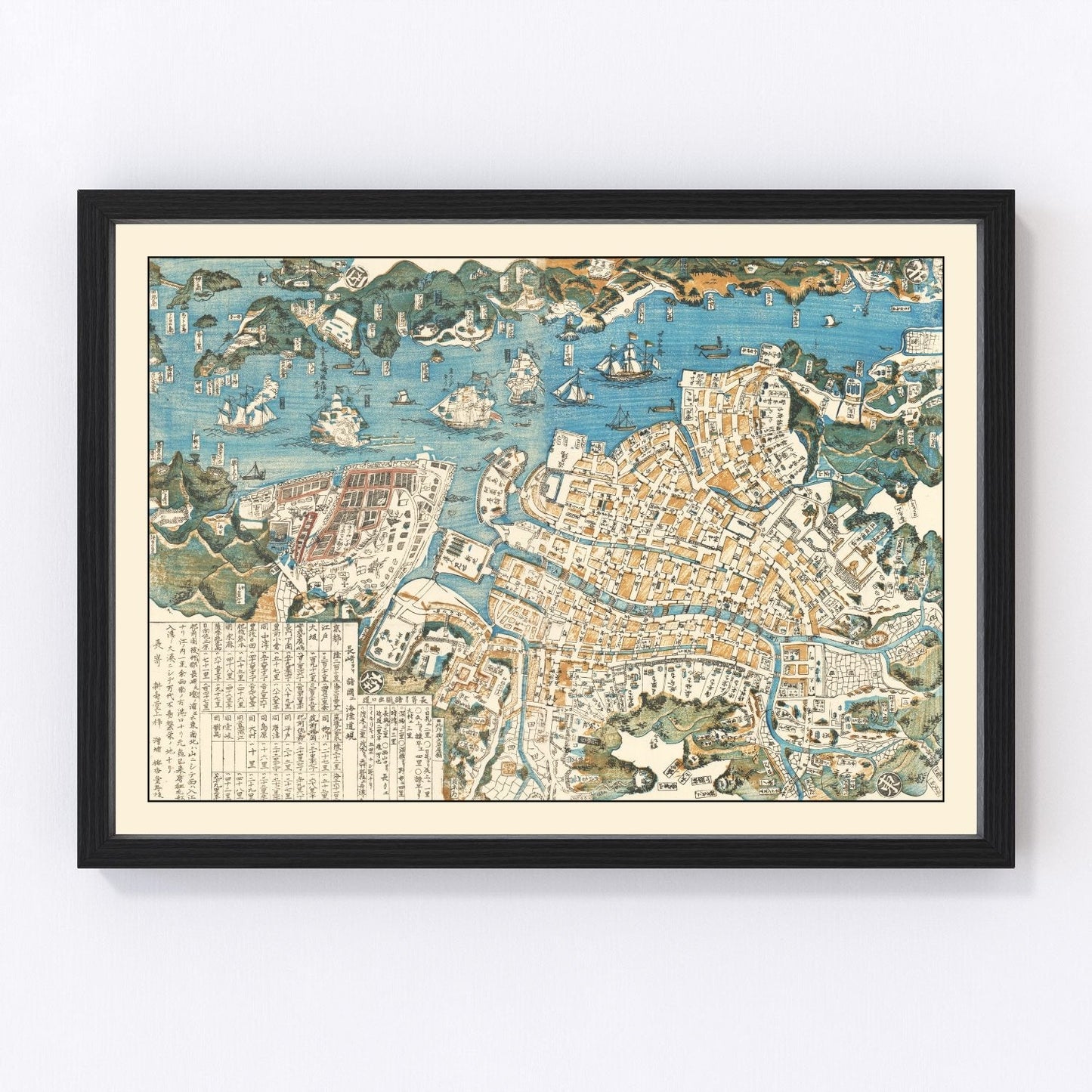 Vintage map of Nagasaki, Japan, 1860
