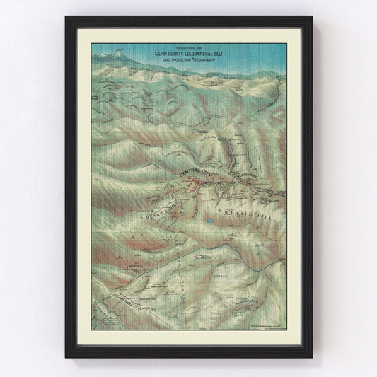 Vintage map of Gilpin County, Colorado, 1906