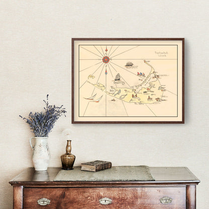 Vintage Map of Nantucket, Massachusetts, 1930