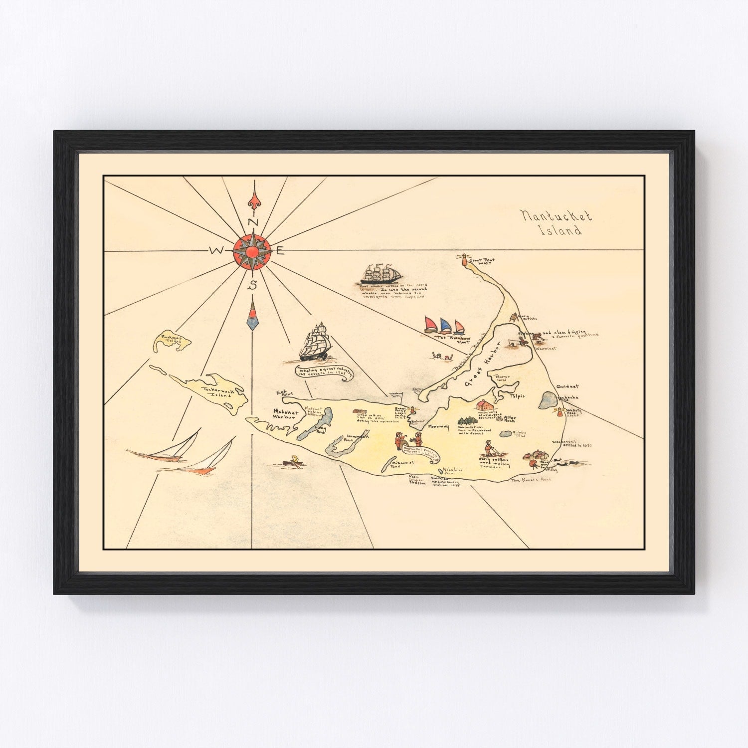 vintage map of Nantucket, Massachusetts, 1930