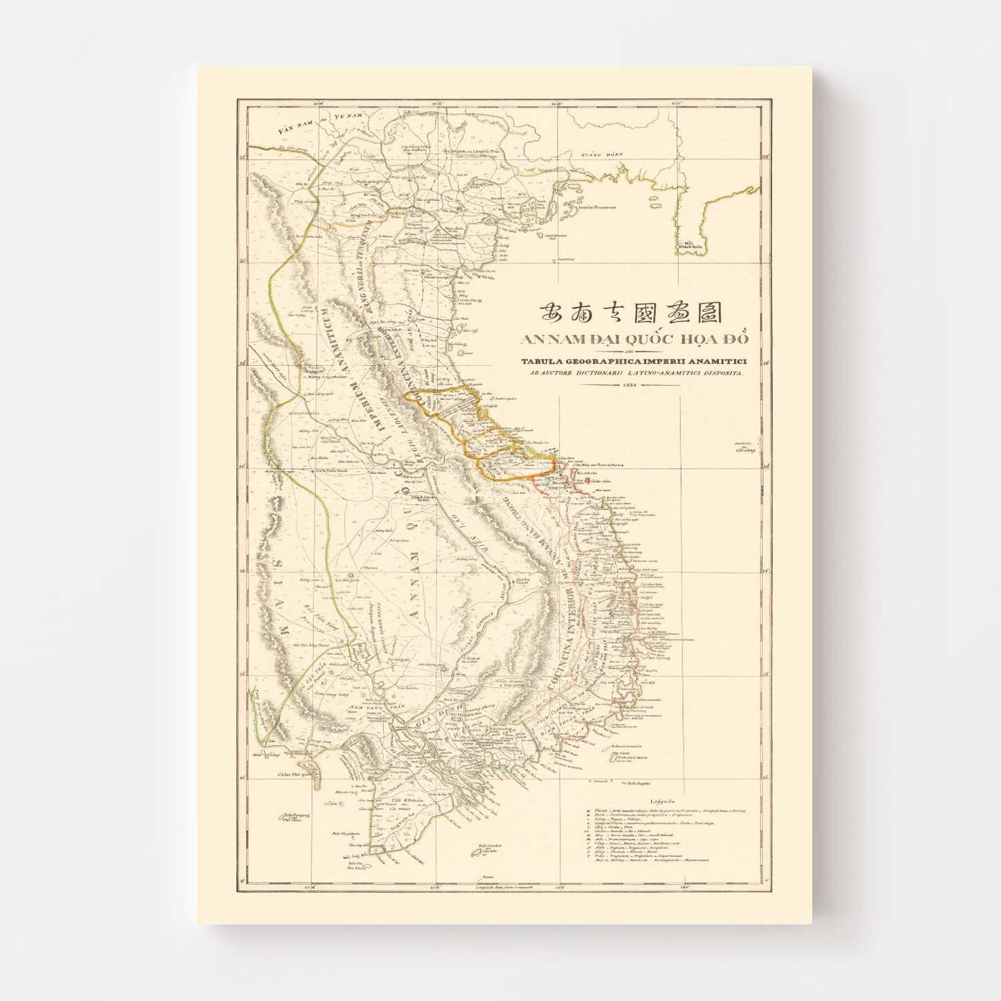 Vintage Map of Vietnam, 1838