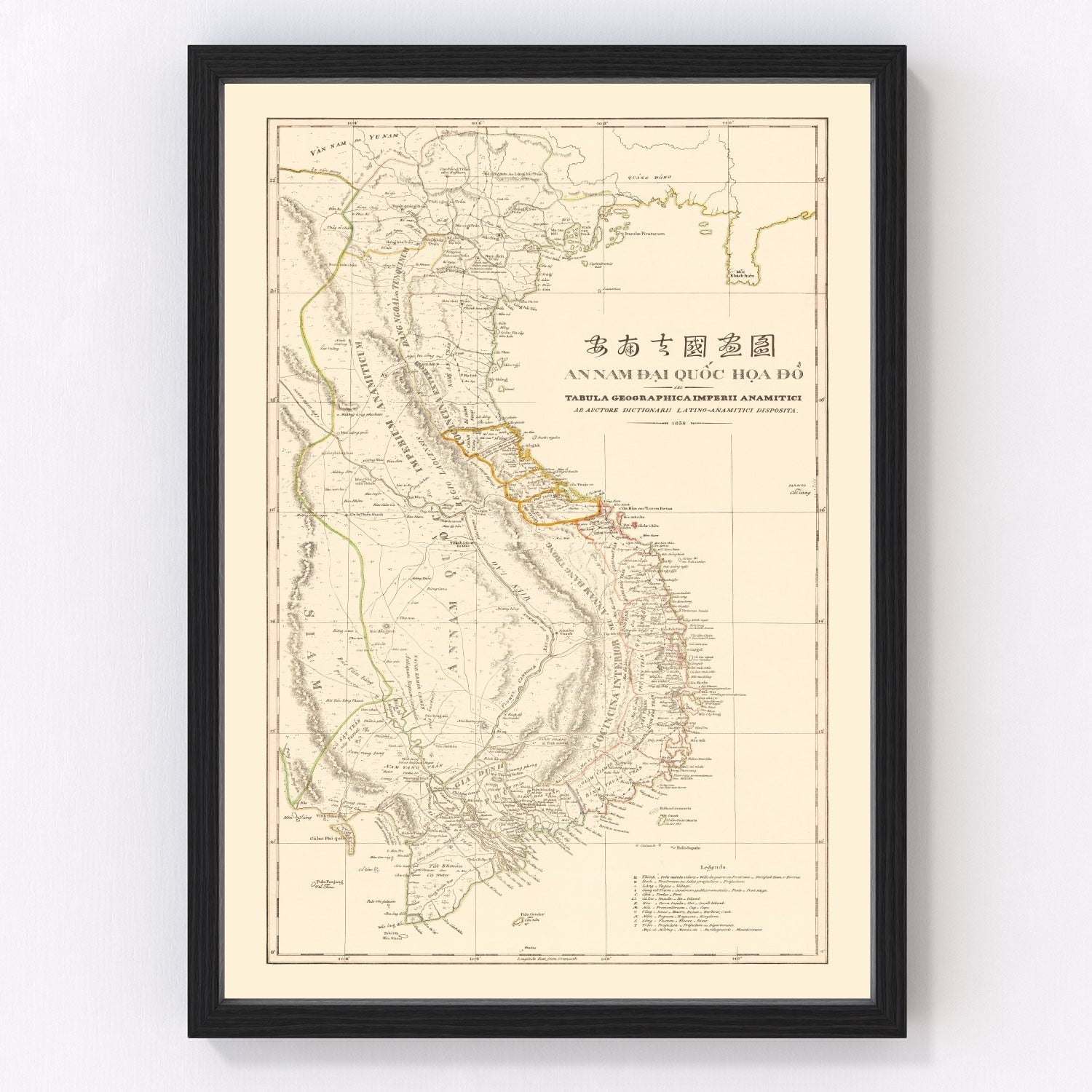 vintage map of Vietnam, 1838