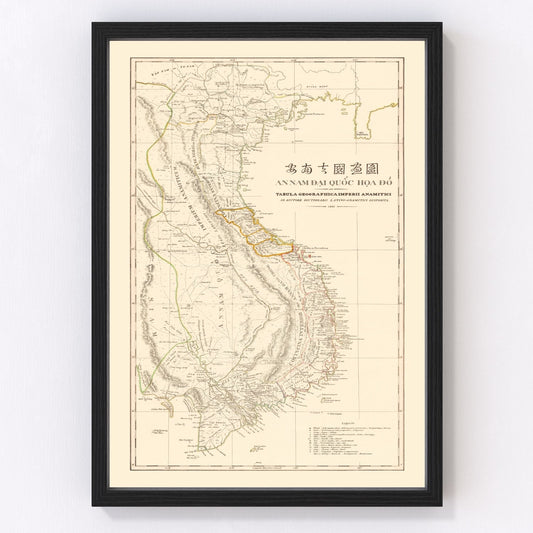vintage map of Vietnam, 1838