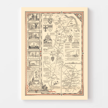 Vintage Old York Road, Pennsylvania Map, 1941
