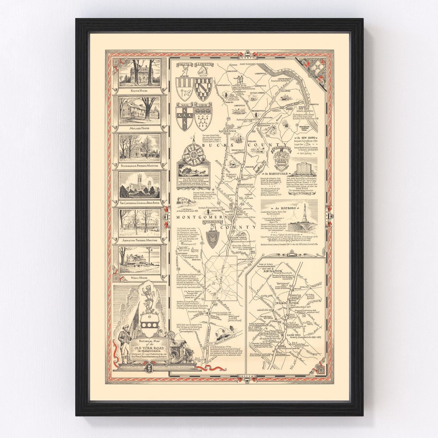vintage Old York Road, Pennsylvania map, 1941
