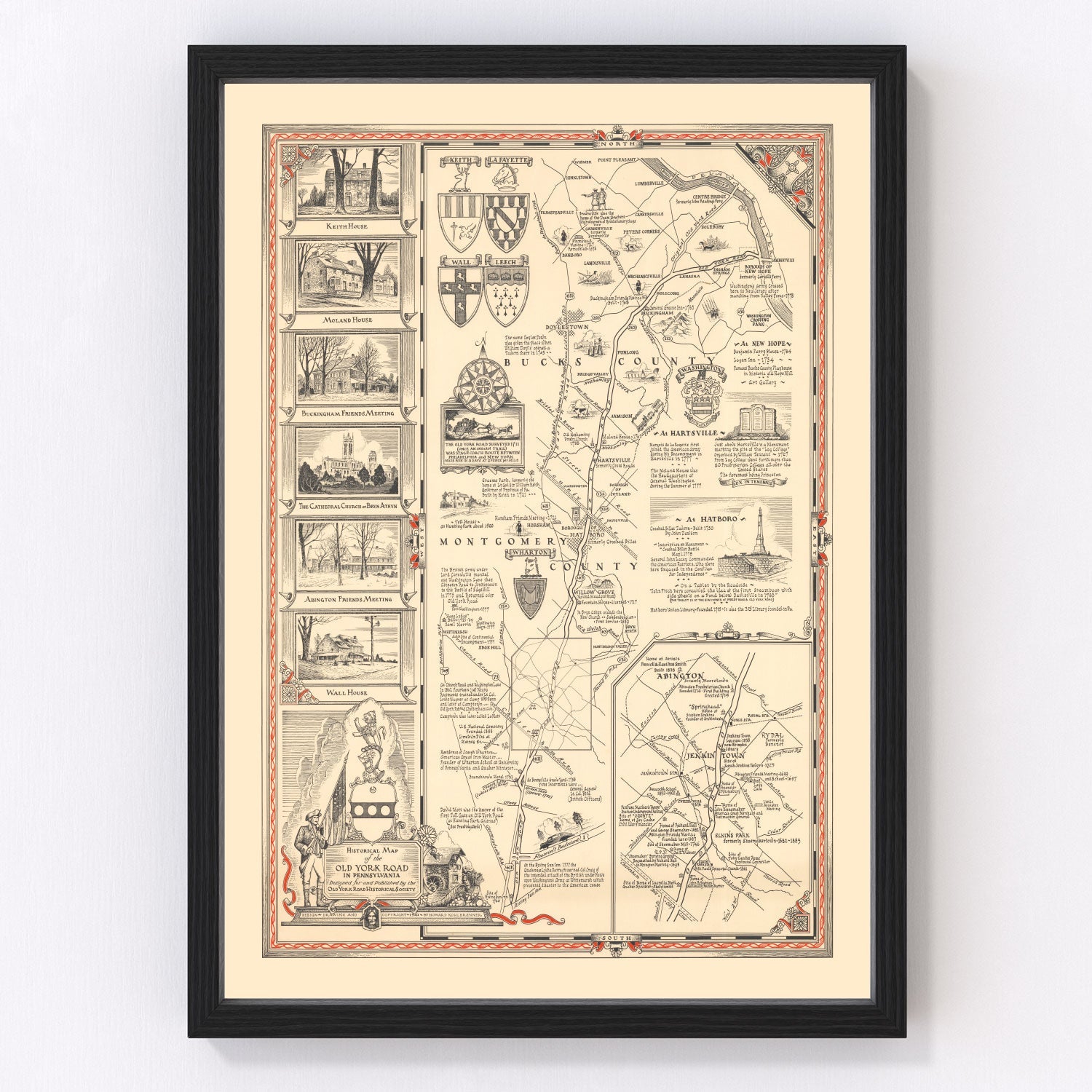 vintage Old York Road, Pennsylvania map, 1941