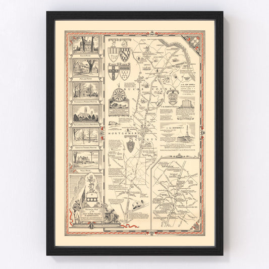vintage Old York Road, Pennsylvania map, 1941