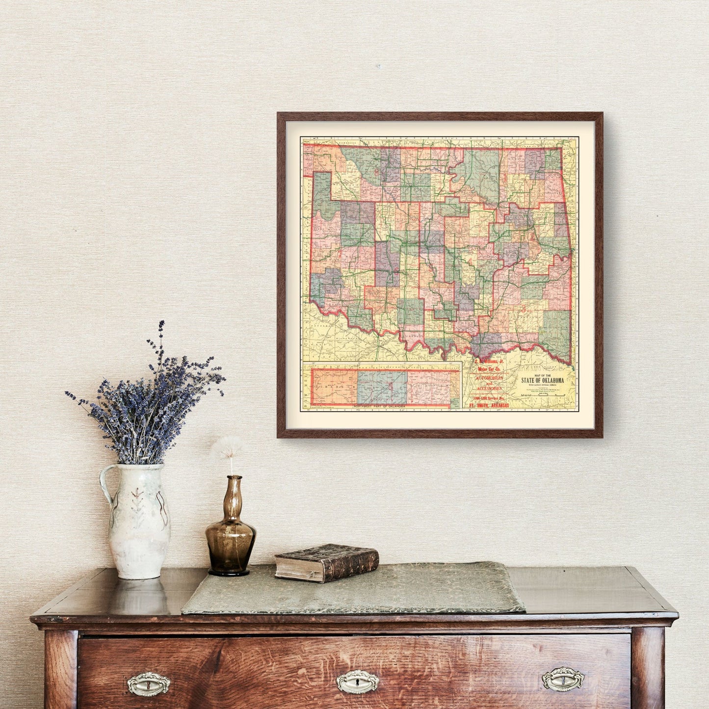 Vintage Map of Oklahoma, 1914