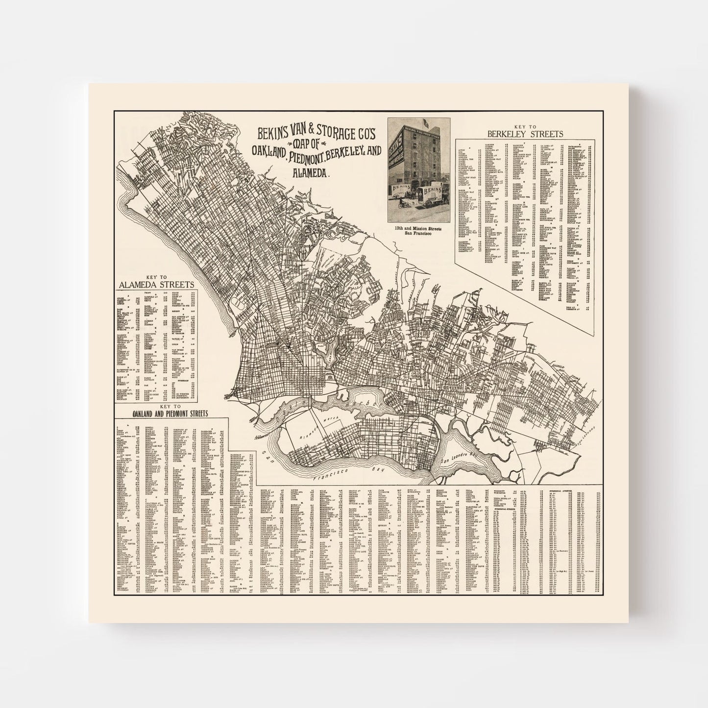 Vintage Map of Oakland, California, 1920